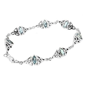 Sterling Silver Blue Topaz Celtic Trinity Knot Bracelet by