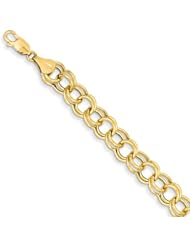 14k Hollow Double Link Charm Bracelet