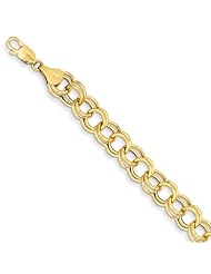 14k Hollow Double Link Charm Bracelet, Best Quality Free Gift Box Satisfaction Guaranteed