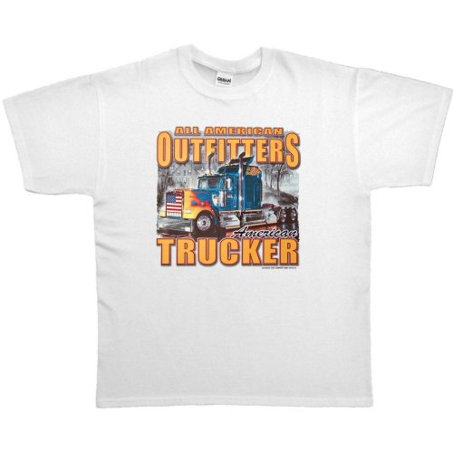 MENS T-SHIRT : PINK - SMALL - All American Outfitters - American Trucker - Patriotic Truck Driver Trucking