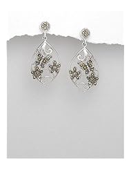 Butterfly Marcasite Earrings In 92.5 Sterling Silver