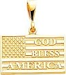 14K Gold God Bless America USA Flag Charm