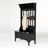 Home Styles 5650-49 Hall Tree Storage Bench Coat Rack, Black