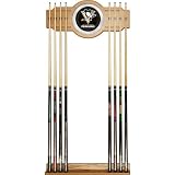 NHL Pittsburgh Penguins 2 piece Wood and Mirror Wall Cue Rack