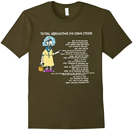 Men's Senior Citizen Texting Code T-Shirt Large Olive