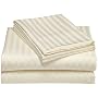 Wrinkle Resistant 300-Thread Count Woven Stripe Cotton Full Sheet Set, Ivory