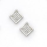 Solid 14K White Gold .10 Carat Micro Pave Genuine Diamond Earrings