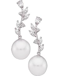 18K Palladium White Gold Paspaley South Sea Cultured Fine Round Pearl and Diamond Earrings - 12.00mm -- LIFETIME WARRANTY