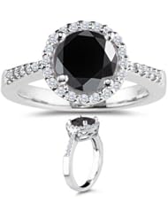 1.41-1.68 Cts Black & White Diamond Ring in 14K White Gold