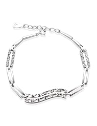 Honeystore Girls 925 Sterling Silver White Gold Plated Link Bracelet Color White Length 7.87 inch Weight 6.3 g