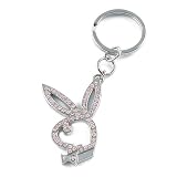 New Playboy Pink Rhinestone Silhouette Keychain Keyring