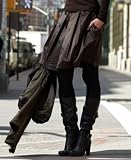 DKNYC Pleated Satin A-Line Skirt with Pockets