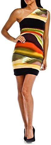 Sentimental NY Womens Cocktail Party Mini Dress Pleaded One Shoulder Green Mix M