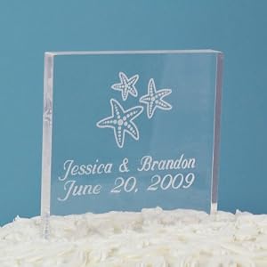 Beach Wedding Acrylic Square Cake Topper Beach Wedding Acrylic Square Cake Topper