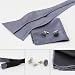 Dark grey Seidenfliege Bindeband Hanky   Manschettenknöpfe mit Box BT1013