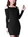 Women Square Neck Long Sleeve Cut Out Shoulder Knit Mini Dresses
