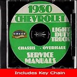 1980 Chevy Truck Repair Shop Service Overhaul Manual CD with Key Chain 80