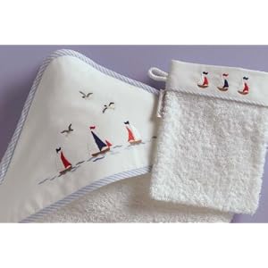 Gordonsbury Sailing Away Hooded Baby Bath Towel And Mitt Set