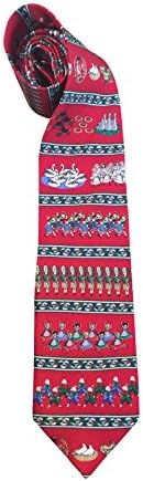 Musical Christmas Tie 100% Silk Featuring Images of The 12 Days of Christmas Red