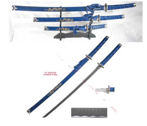 3 pc japanese samurai katana sword set ninja