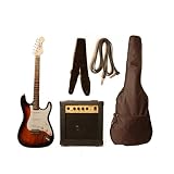 Austin Bazaar Double Cutaway Sunburst Electric Guitar with 10 Watt Amp - Beginner Kit
