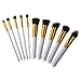Unimeix 10 pcs Premium Synthetic Kabuki Makeup Brush Set Cosmetics Foundation Blending Blush Eyeliner Face Powder Brush Makeup Brush Kit (White Golden)
