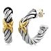 Sterling Silver 18K Gold 1/2 Hoop Twisted Earrings