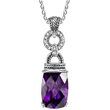 Scintillating Beauty: Designer Inspired Sterling Silver Cable Style Pendant Necklace with Purple Amethyst CZ by Peora