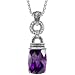 Scintillating Beauty: Designer Inspired Sterling Silver Cable Style Pendant Necklace with Purple Amethyst CZ