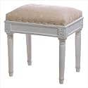 Furniture online: Floral Design Cream Colored Padded Vanity Footstool