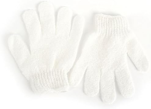 Kasjet 1Pair Gloves Exfoliating Bath Gloves Mittens White