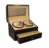 JPCommerce bww21 Heiden Automatic Quad Watch Winder with Drawer 4 Plus 5 - Black Wood