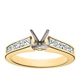 18k Yellow Gold Channel Set Princess Diamond Engagement Ring Setting (3/4 ct tw, I, I1)