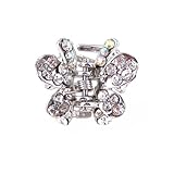 Hair Clip - H1- Crystal Butterfly Flower - Sm Size (7/8" x 11/16") ~ Clear