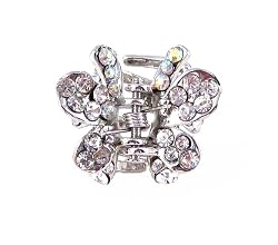 Hair Clip - H1- Crystal Butterfly Flower - Sm Size (7/8" x 11/16") ~ Clear