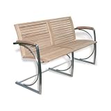 Teak Bank / Freischwinger Bank Orion, mit Edelstahl, 150 cm