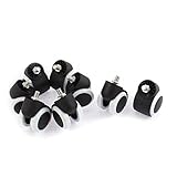 uxcell　スレッドステムキャスターホイール　プラスチック　金属　ブラック　ホワイト　 776g　ダブルホイール　８個入り