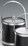 Review Kraftware  / Kraftware 68554 Sophisticates Black with Brushed Chrome 3 Quart Ice Bucket with Track Handle, Bands and Metal Cover