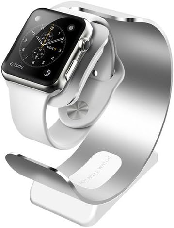 Apple Watch Stand [Nightstand Mode Compatible] Aluminum Charging Dock (Silver) by Alisable