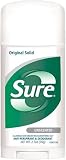 Sure Original Solid Anti-Perspirant and Deodorant, Unscented, 2.7-Ounces (Pack of 6)