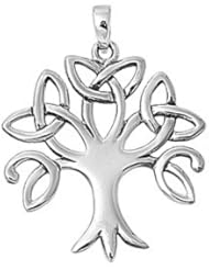 Sterling Silver Trinity Tree Pendant Fashion Christian Charm Pure 925 New 28mm with 2mm Rope Chain