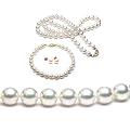 AAA Quality 3-Piece Round 6-6.5mm White Akoya SaltWater Cultured Pearl Necklace & Bracelet & Earrings