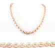 Single Strand 18 Inch 7-8mm pink Oval Shape Freshwater Cultured Pearl Necklace