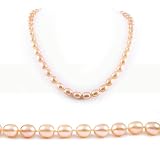 AugustinaJewelry Single Strand 18 Inch 7-8mm pink Oval Shape Freshwater Cultured Pearl Necklace