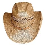 Shady Brady - Shady Brady Hat 1WW13: Original Hard Body Dark Straw Hat - Vented, Tri-Concho Band