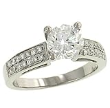 2 Row Pave Diamond Engagement Ring .24cttw (CZ ctr)