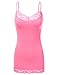 JJ Perfection Women's Adjustable Spaghetti Strap Lace Trim Cami Tunic Tank Top NEONPINK M