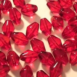 7mm x 10mm Glass Rhombus, Red, 60 Pc/Pkg