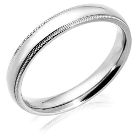 14k White Gold 4mm Comfort Fit Milgrain Mens Wedding Band by Amazon.com Collection