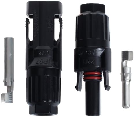 Theoneer 10 pairs of MC4 Solar Panel Cable Connectors (10Pcs of MC4 Male, and 10Pcs of MC4 Female), Compatible with PV cables with different insulation diameters